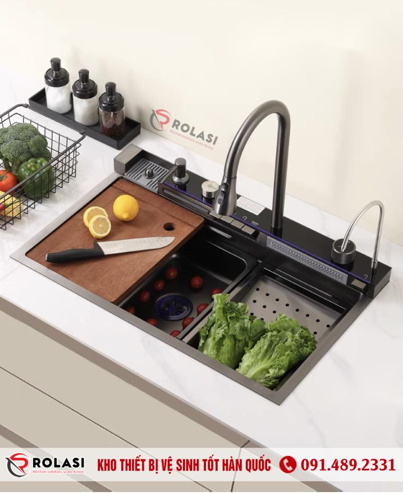 CHẬU RỬA BÁT 1 HỐ ĐA NĂNG 5 PHÍM HÀN QUỐC ROLASI R7546 DN5P - Ảnh 3