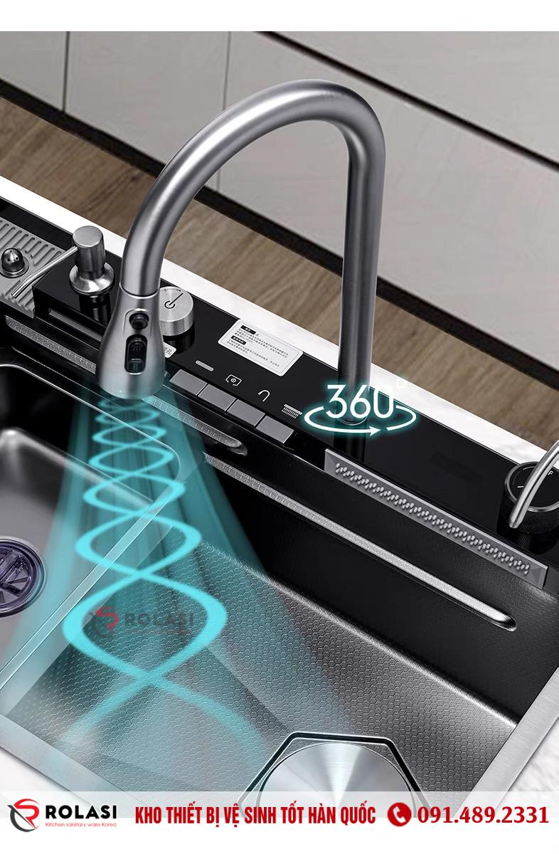 CHẬU RỬA BÁT 1 HỐ ĐA NĂNG 5 PHÍM HÀN QUỐC ROLASI R7546 DN5P - Ảnh 10