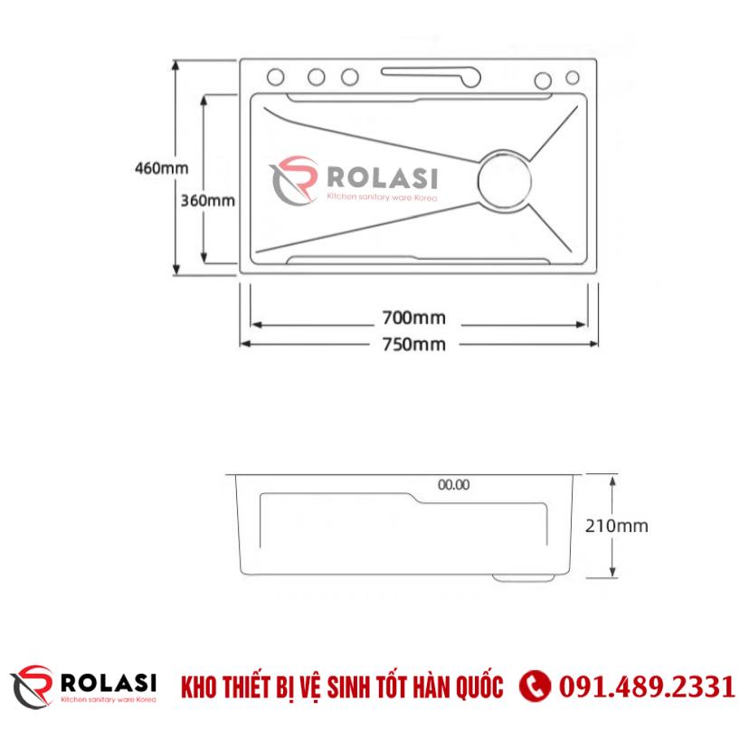 CHẬU RỬA BÁT 1 HỐ ĐA NĂNG 5 PHÍM HÀN QUỐC ROLASI R7546 DN5P - Ảnh 12
