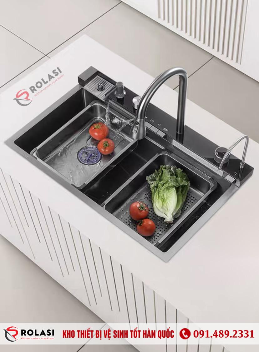 CHẬU RỬA BÁT 1 HỐ ĐA NĂNG 5 PHÍM HÀN QUỐC ROLASI R7546 DN5P - Ảnh 2