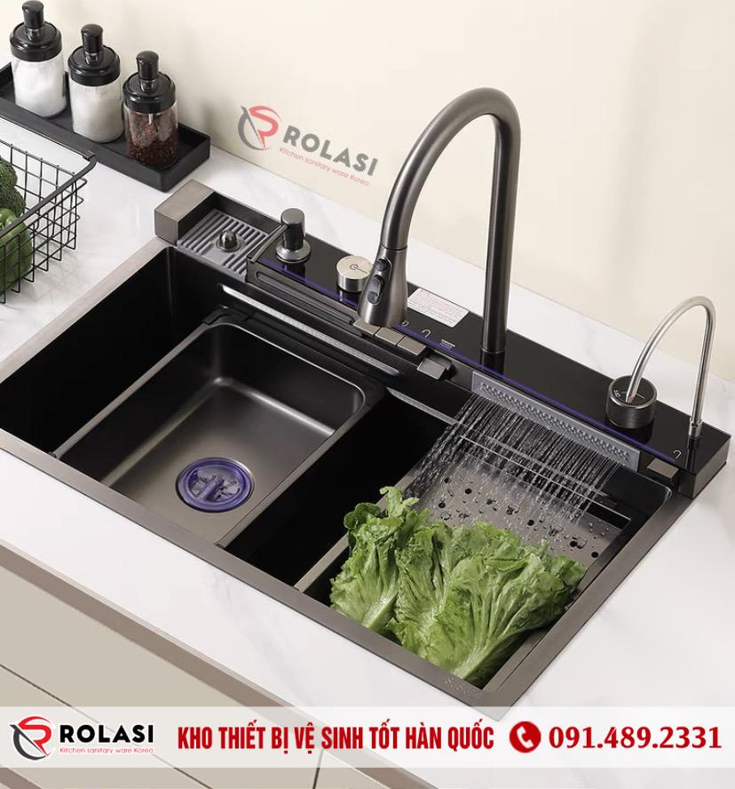 CHẬU RỬA BÁT 1 HỐ ĐA NĂNG 5 PHÍM HÀN QUỐC ROLASI R7546 DN5P - Ảnh 4