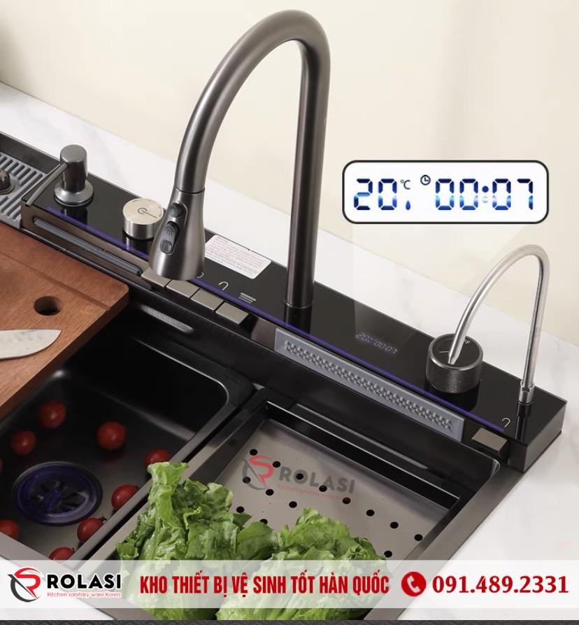 CHẬU RỬA BÁT 1 HỐ ĐA NĂNG 5 PHÍM HÀN QUỐC ROLASI R7546 DN5P - Ảnh 8