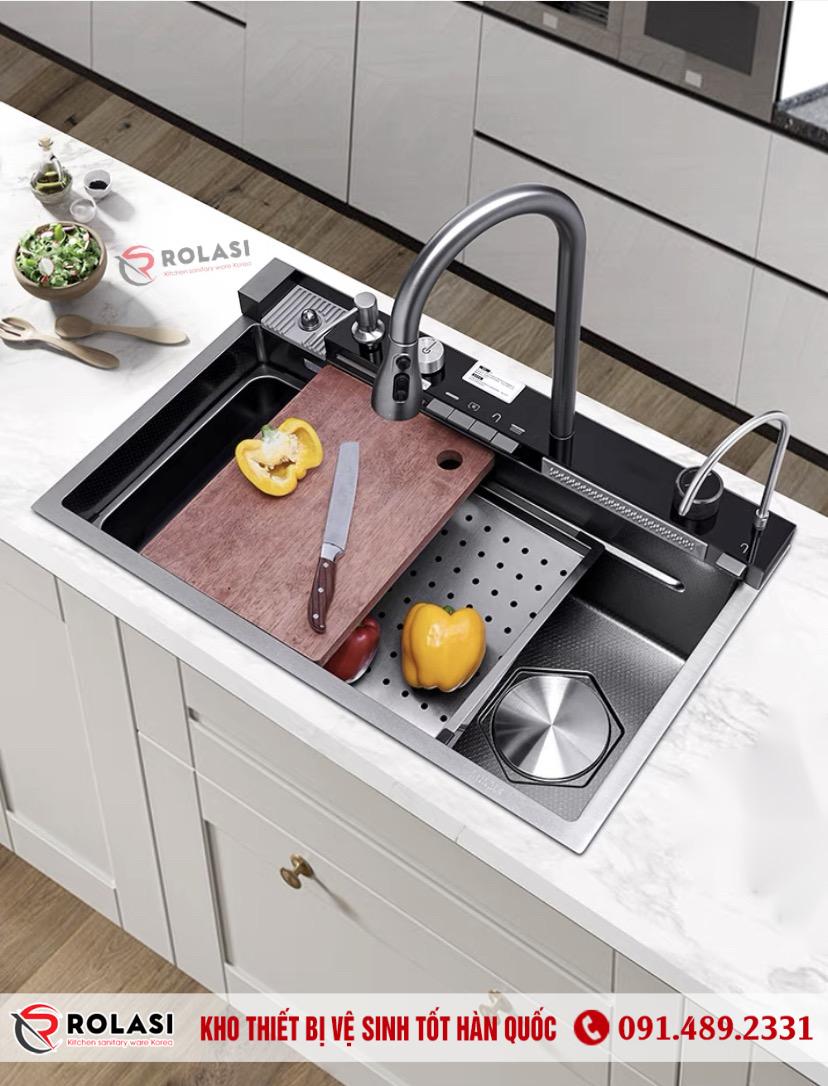 CHẬU RỬA BÁT 1 HỐ ĐA NĂNG 5 PHÍM HÀN QUỐC ROLASI R7546 DN5P - Ảnh 6