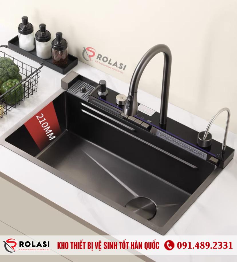 CHẬU RỬA BÁT 1 HỐ ĐA NĂNG 5 PHÍM HÀN QUỐC ROLASI R7546 DN5P - Ảnh 5