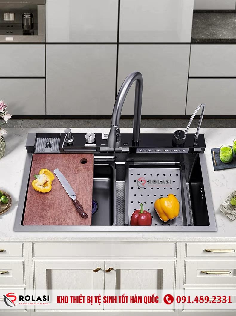 CHẬU RỬA BÁT 1 HỐ ĐA NĂNG 5 PHÍM HÀN QUỐC ROLASI R7546 DN5P - Ảnh 7