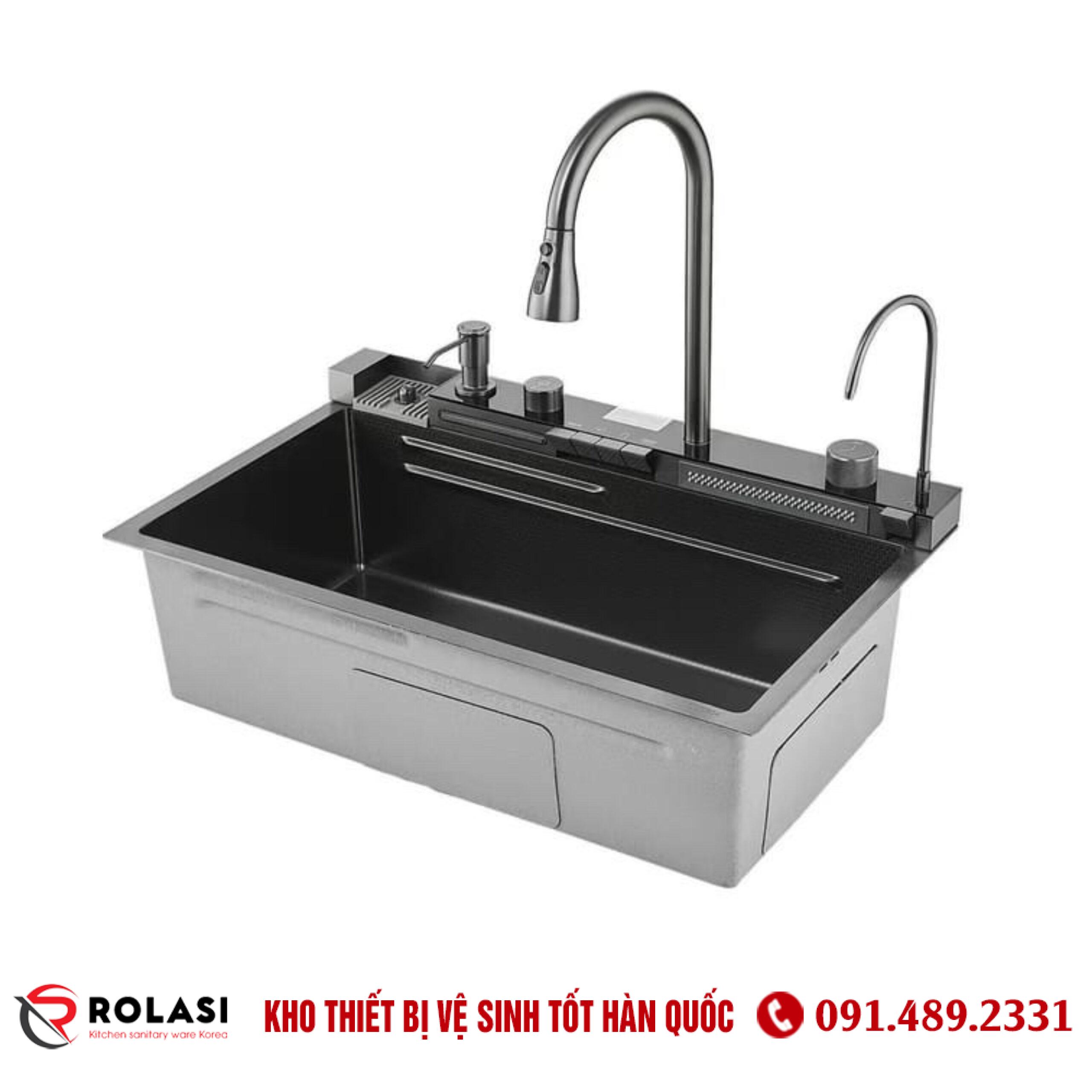 CHẬU RỬA BÁT 1 HỐ ĐA NĂNG 5 PHÍM HÀN QUỐC ROLASI R7546 DN5P